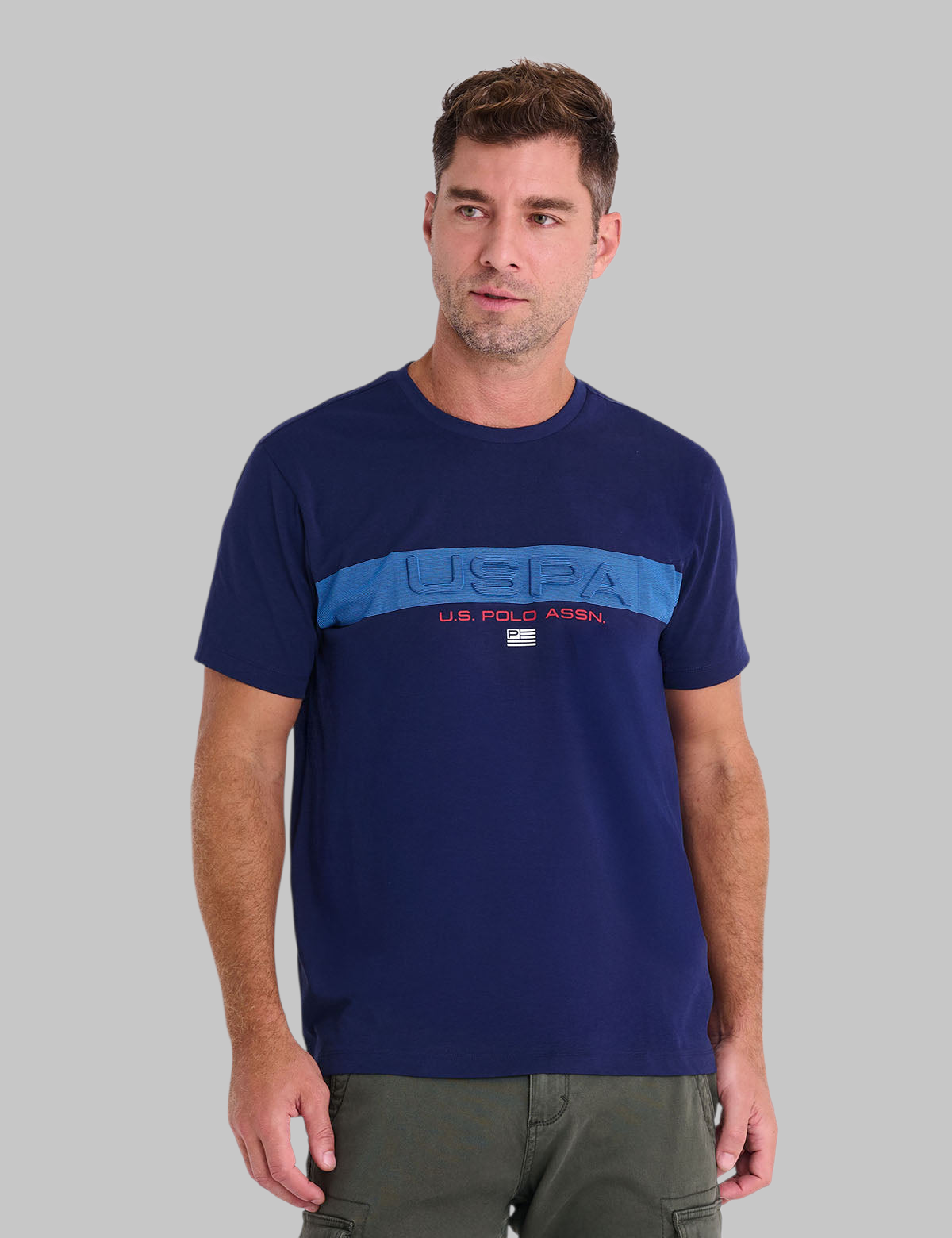 EMBOSSED USPA STRIPE JERSEY T-SHIRT