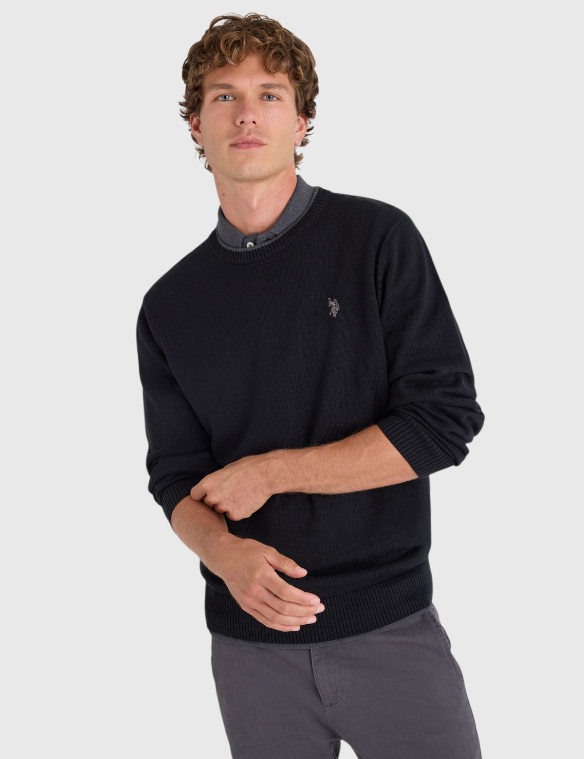 US.POLO.ASSN SOFT COTTON JERSEY CREW NECK SWEATER,USUF6S5243-0000A