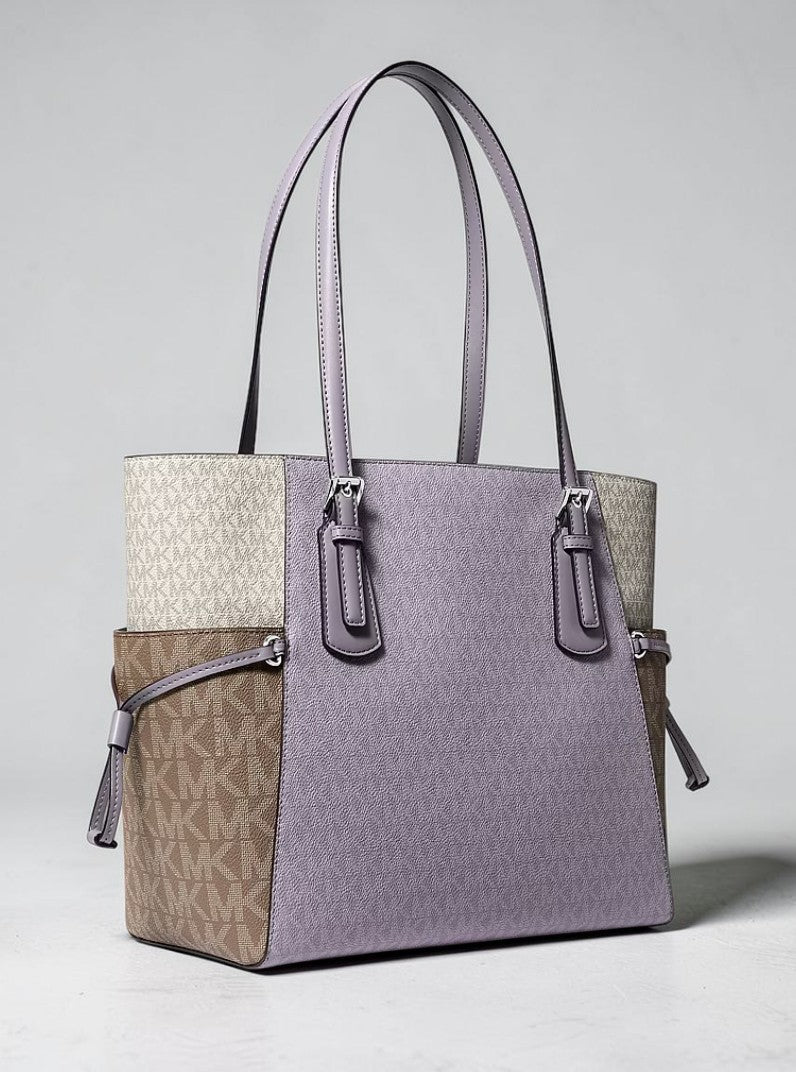 Michael Kors Voyager Large Color-Block Signature Logo Tote Bag,35S5SV6T7B