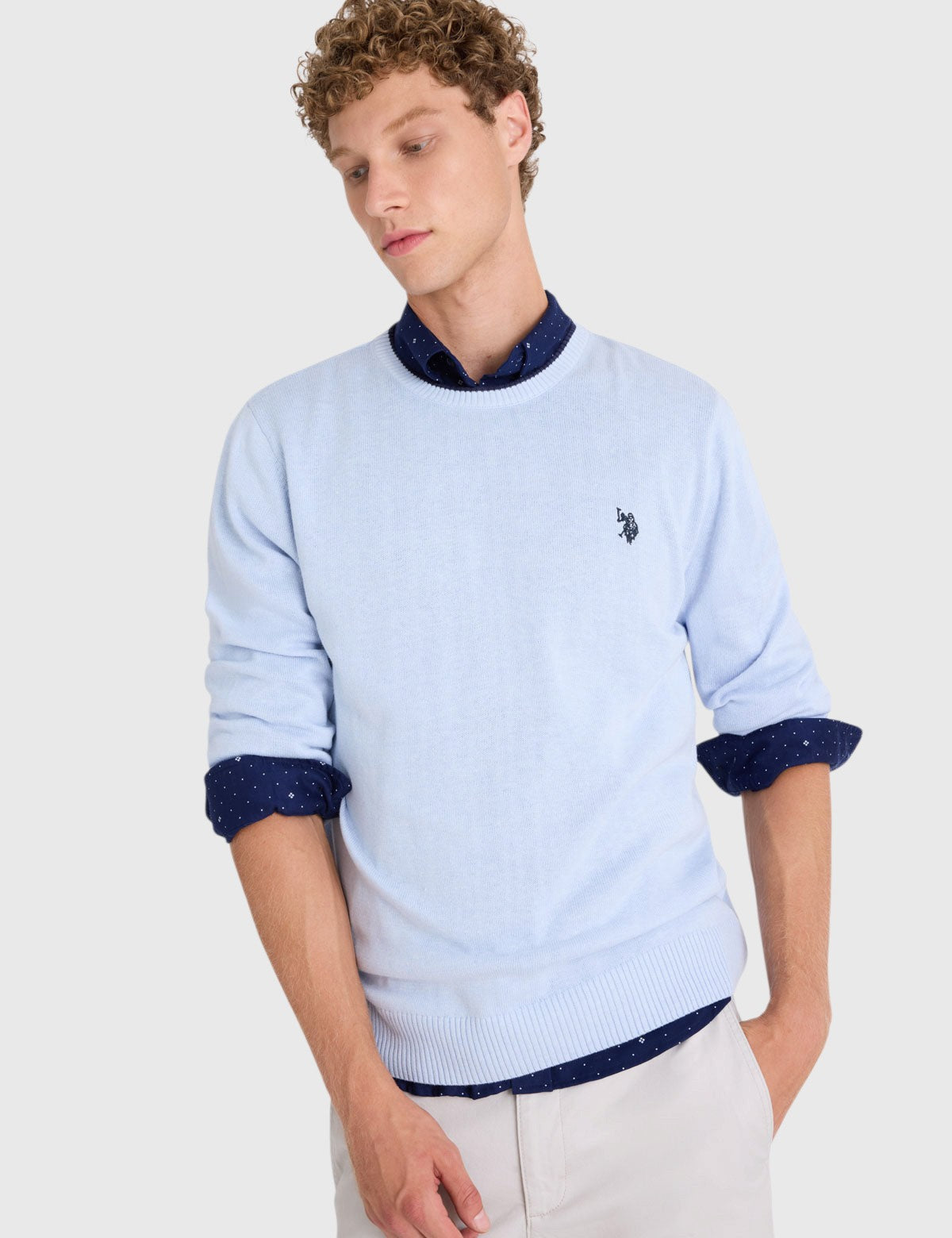 US.POLO.ASSN SOFT COTTON JERSEY CREW NECK SWEATER,USUF6S5243-0000A