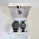 HIS AND HERS GUNMETAL LINK WATCH SET,USC2729UO