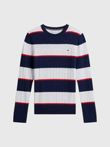 TOMMY HILFIGER Rugby Stripe Cable Knit Sweater,XW08906-YCF