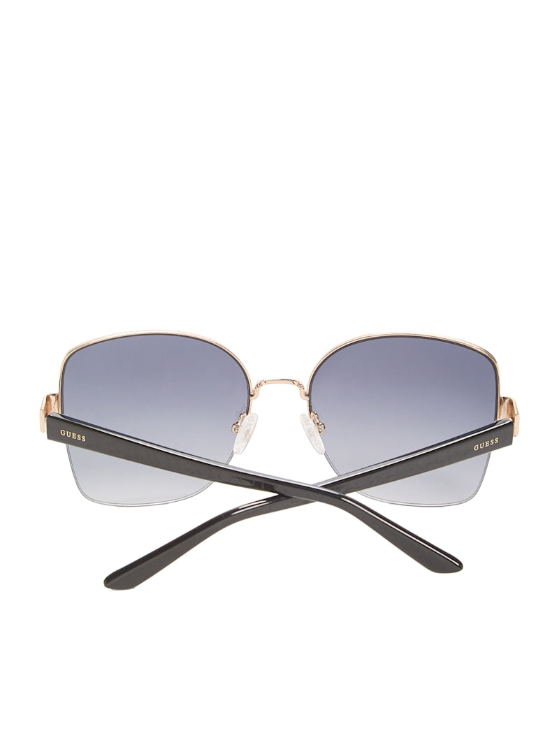 Immediate Guess Geometric Semi-Rimless Metal Sunglasses