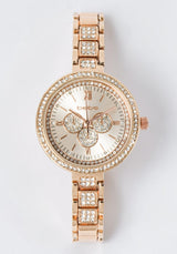 Rose Dial Crystal Bezel Watch