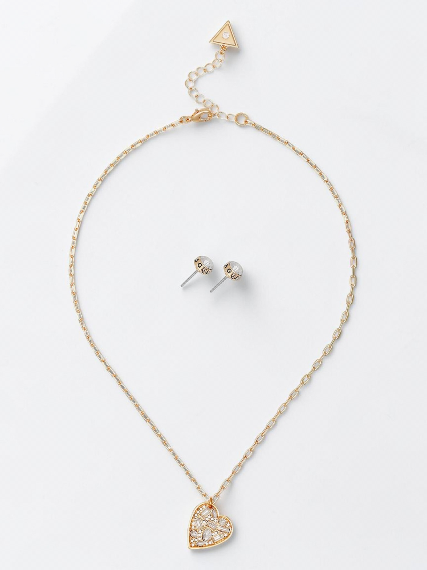 Immediate Guess Heart Pendant Necklace & Stud Earrings Set