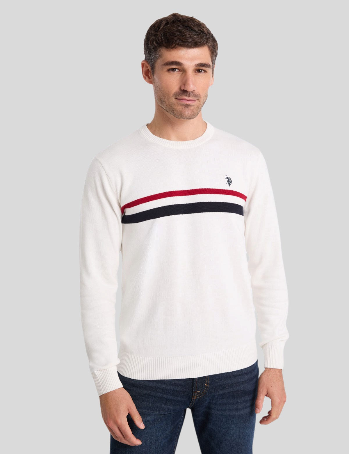 US.POLO.ASSN SIGNATURE STRIPE COTTON CREW NECK SWEATER, USUF6S5269