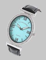 LADIES BLACK EMBOSSED STRAP WATCH,USC42105UO-0000A
