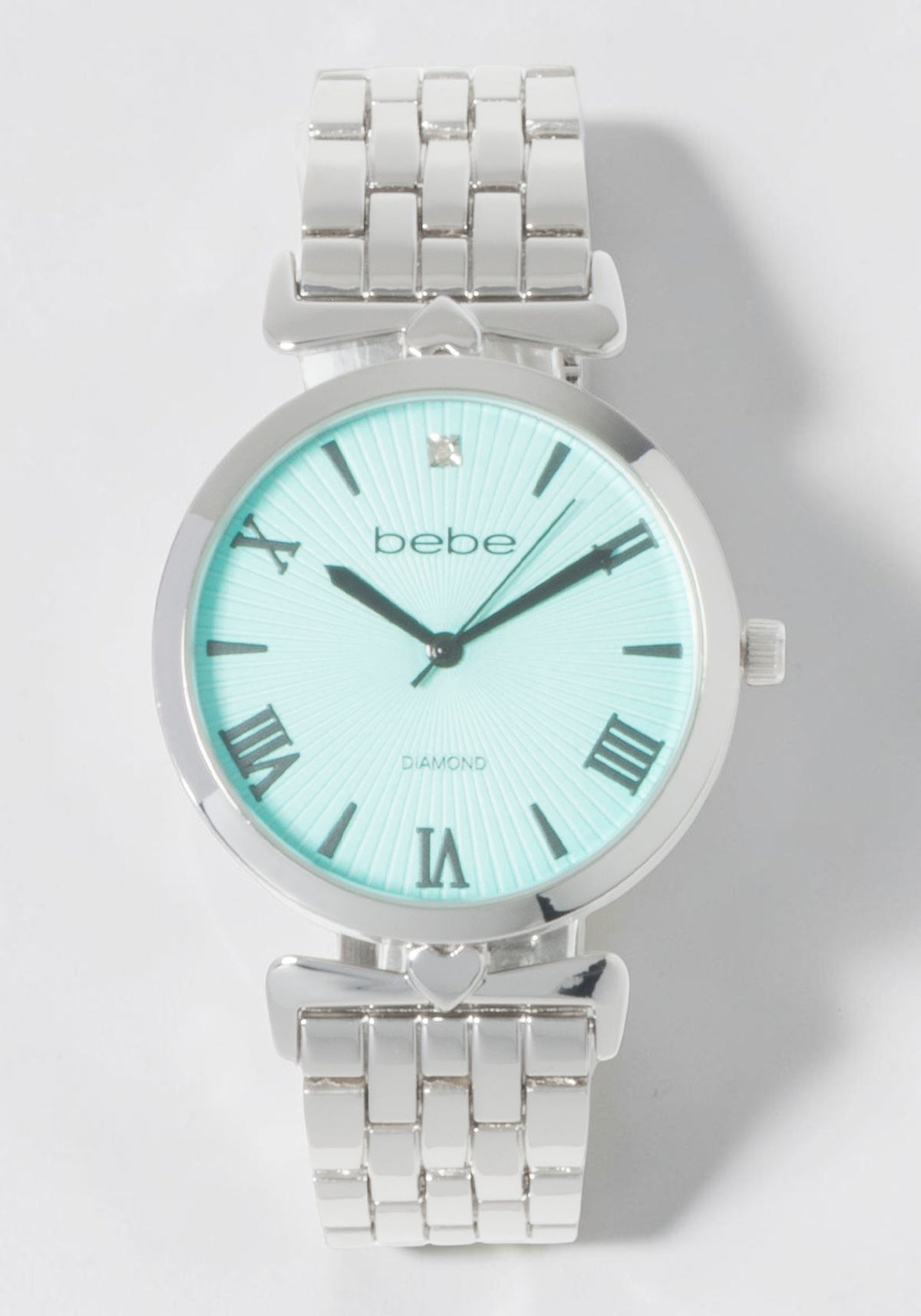 Silver Link Round Bracelet Diamond Dial Watch