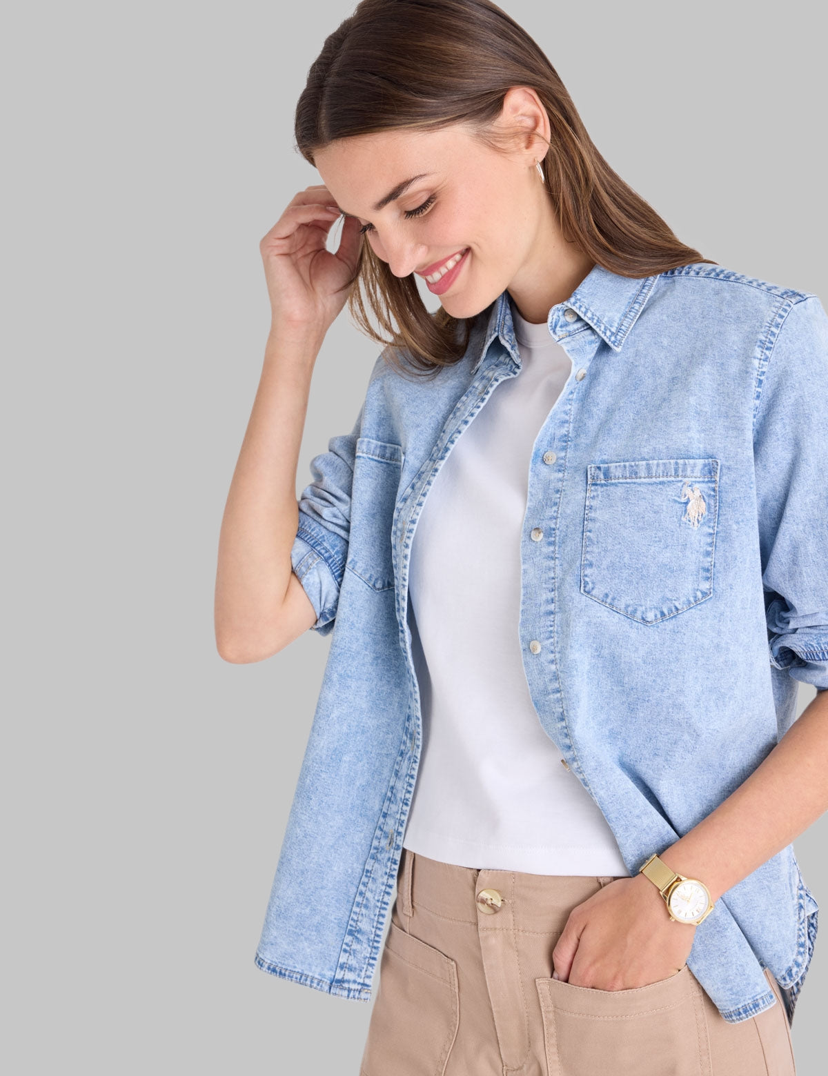 LONG SLEEVE MULTI TONAL CHAMBRAY SHIRT
