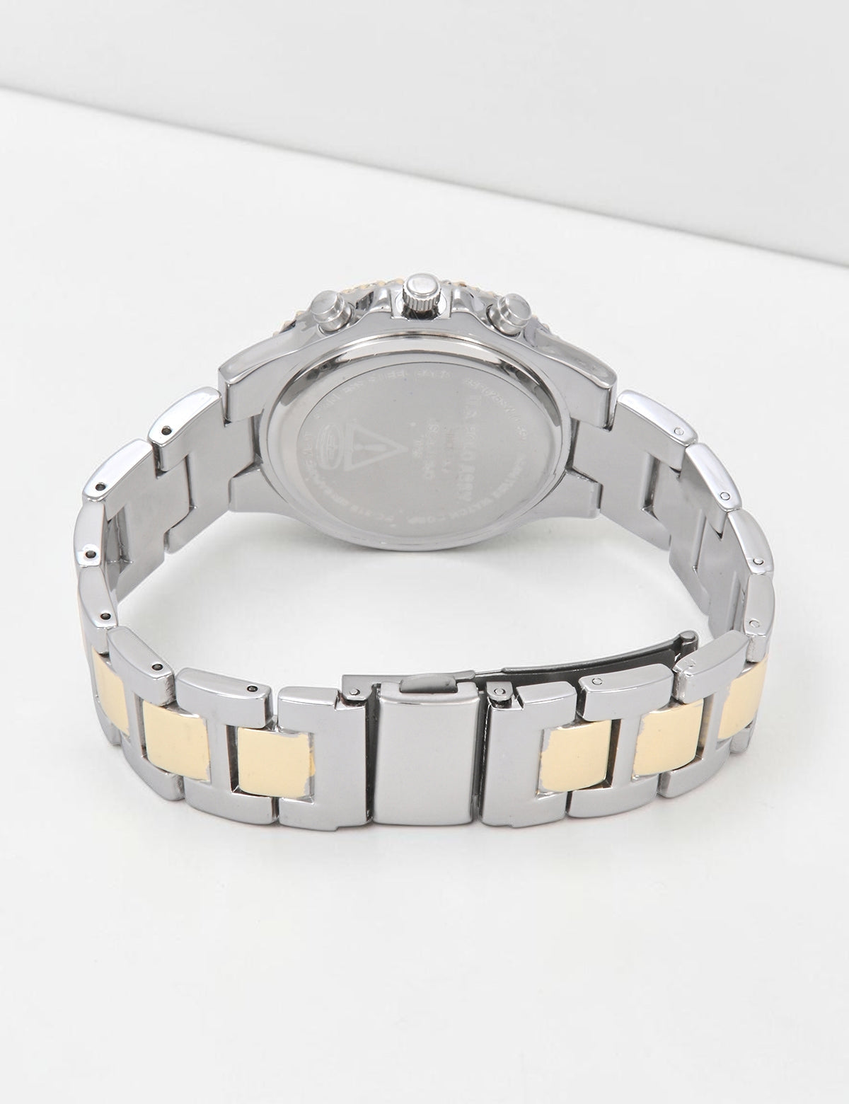 LADIES TWO TONE EMBELLISHED LINK WATCH,USC40715UO-0000A