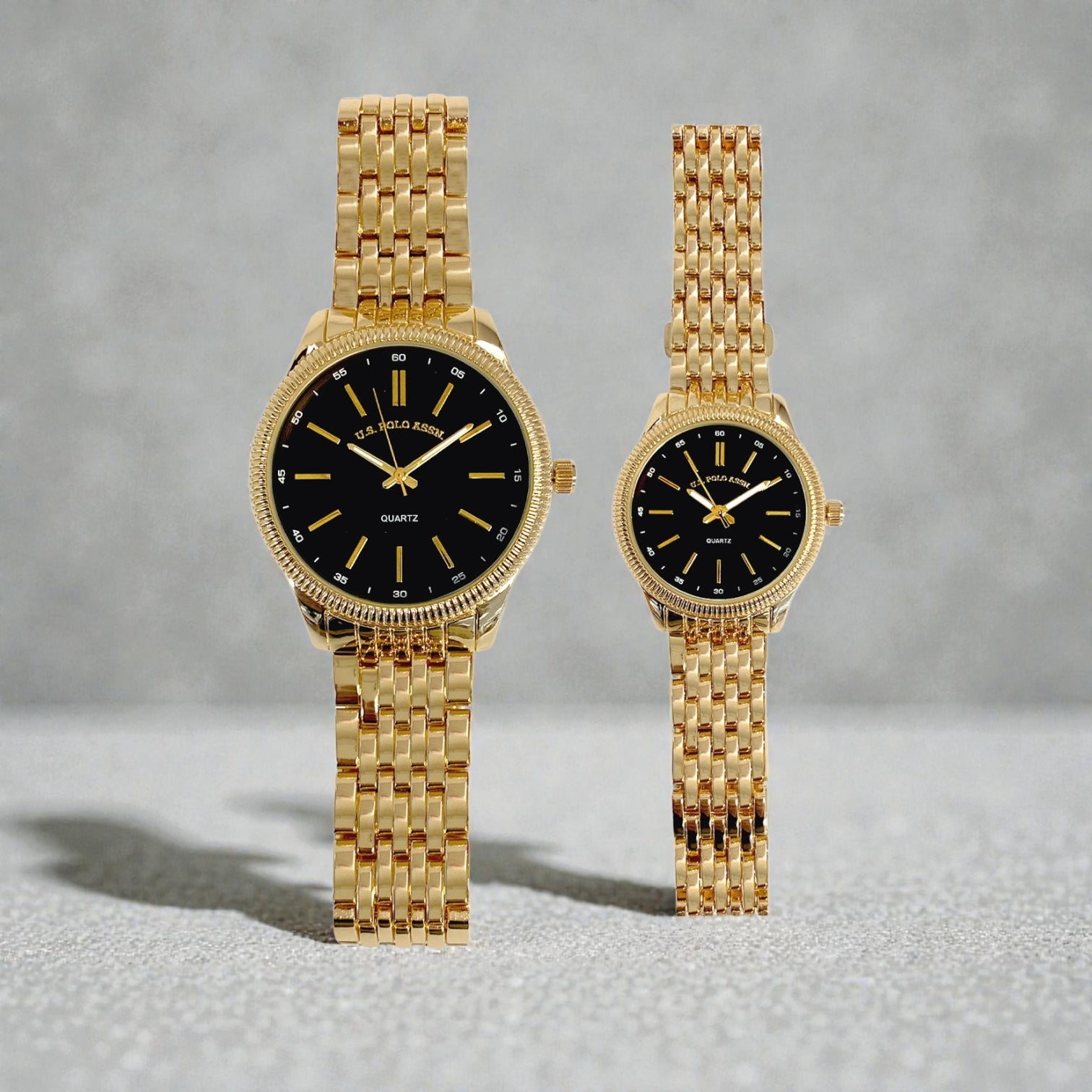 HIS AND HERS GOLD LINK WATCH SET، USC2728UO