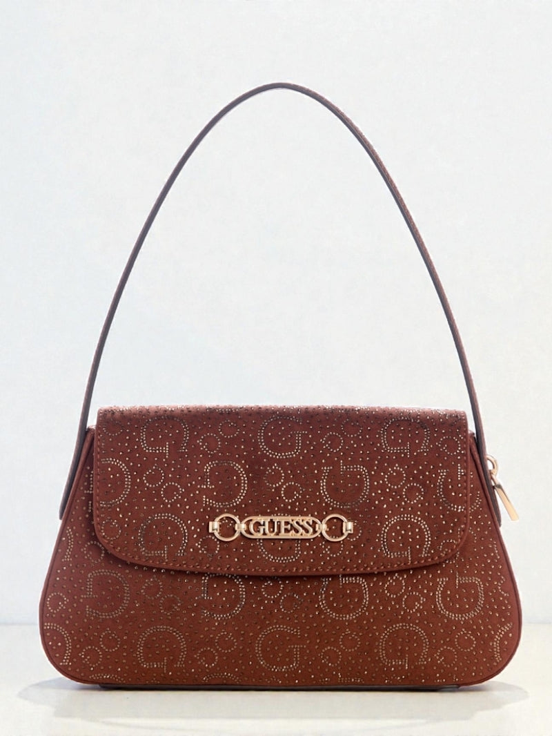 Avelina Rhinestone Logo Shoulder Bag