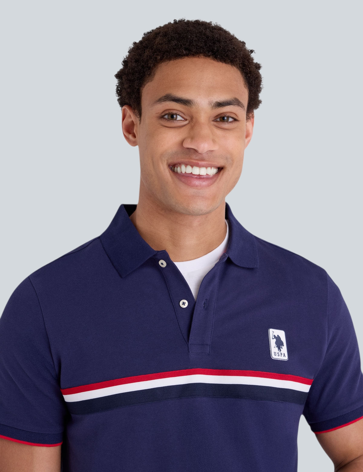 PIECED SIGNATURE STRIPE PIQUE POLO SHIRT,11A722-3O00A