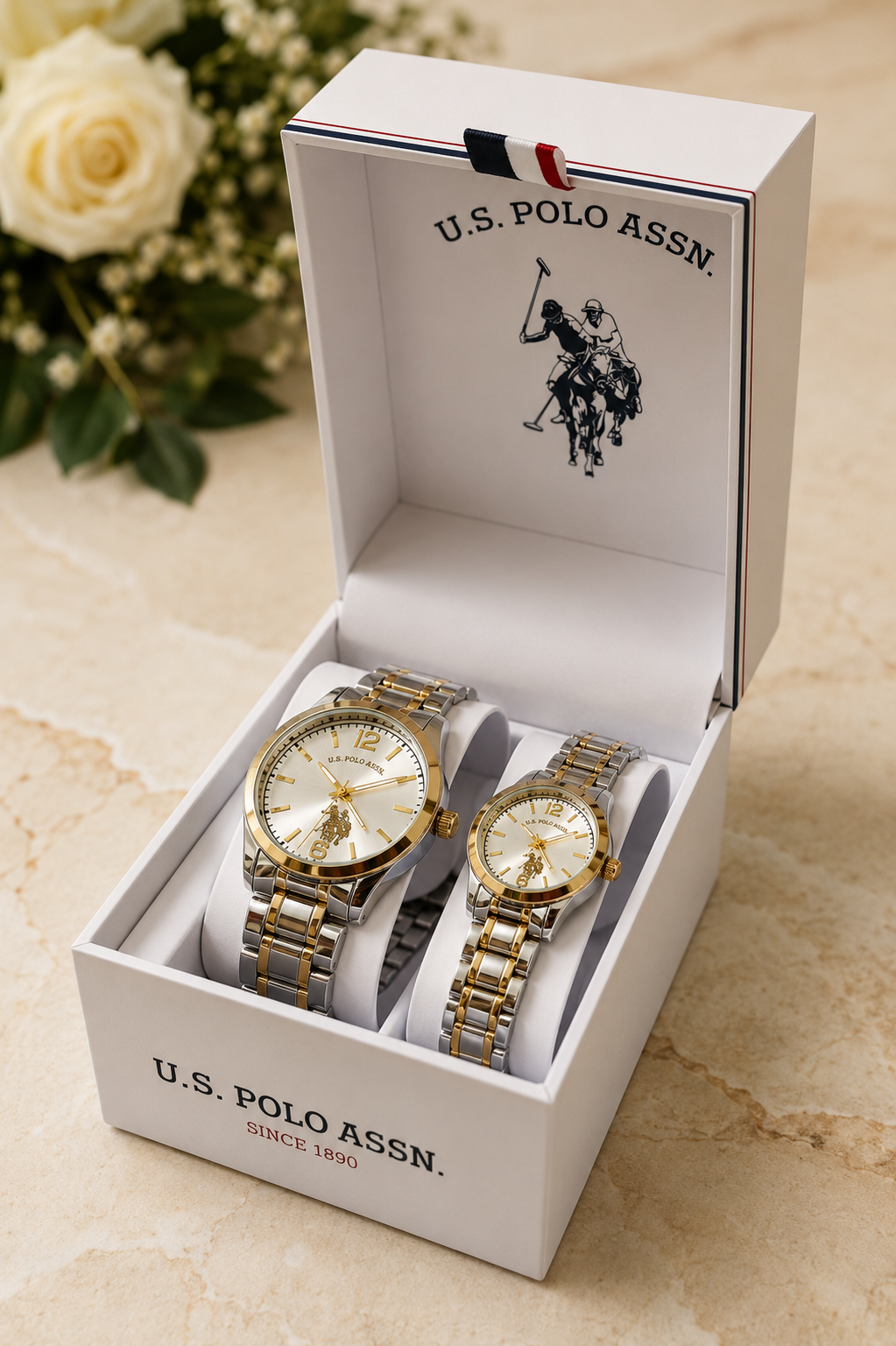 Immediate Us polo assn HIS AND HERS TWO TONE WATCH SET USC2367UO-0000A