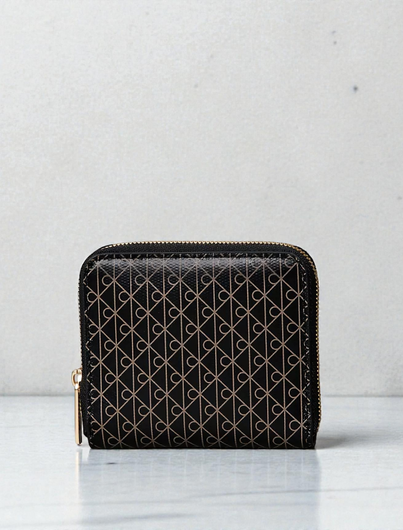 C.K Allover Monogram Square Zip Wallet