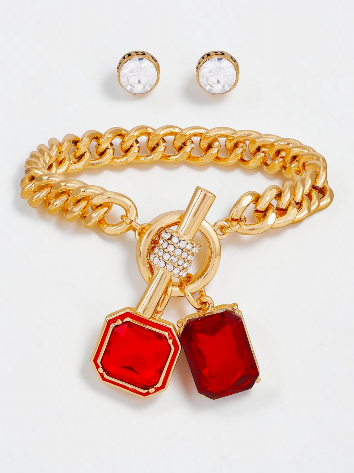 Immediate Guess Toggle Bracelet & Stud Earrings Set