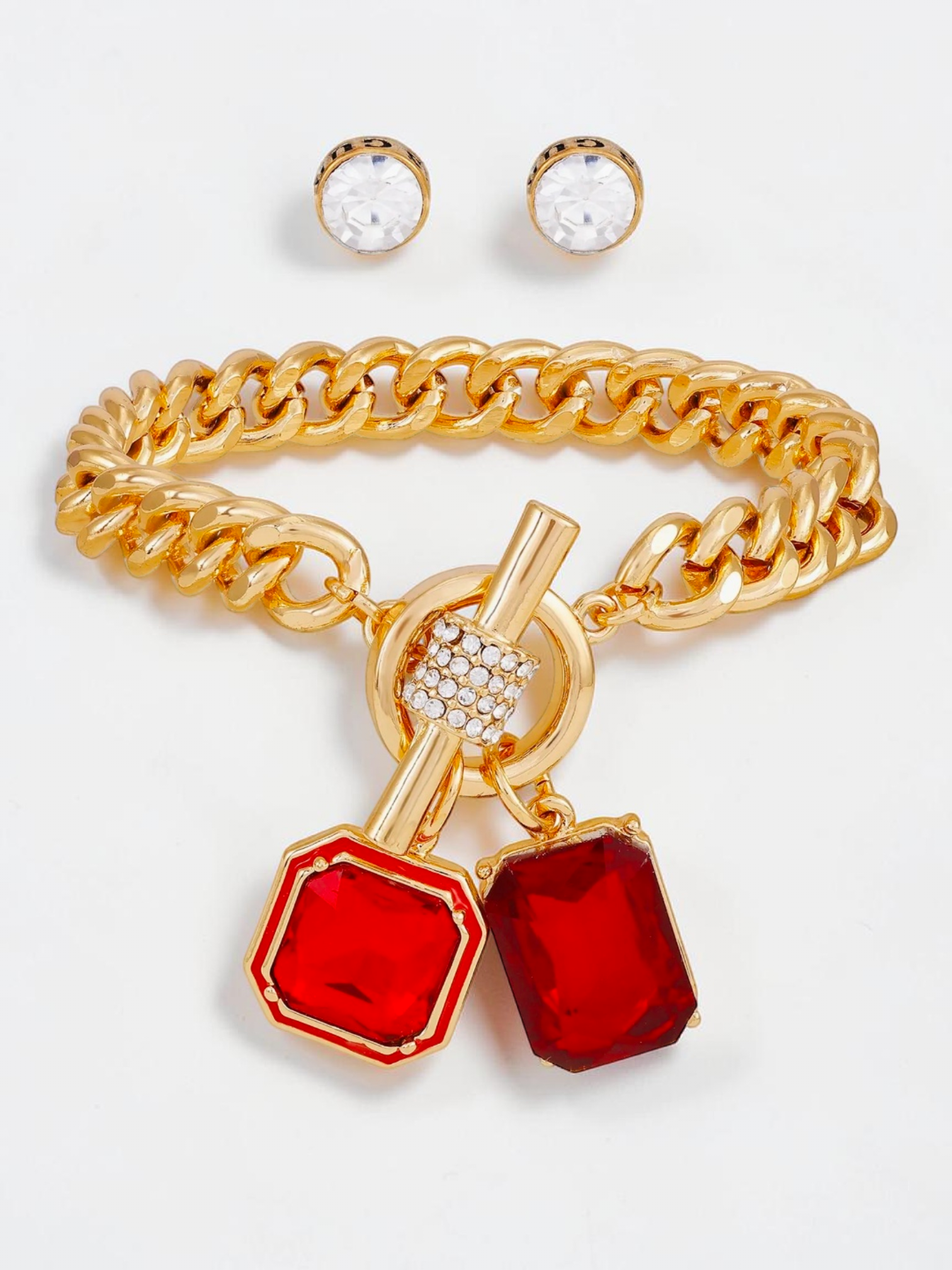 Immediate Guess Toggle Bracelet & Stud Earrings Set