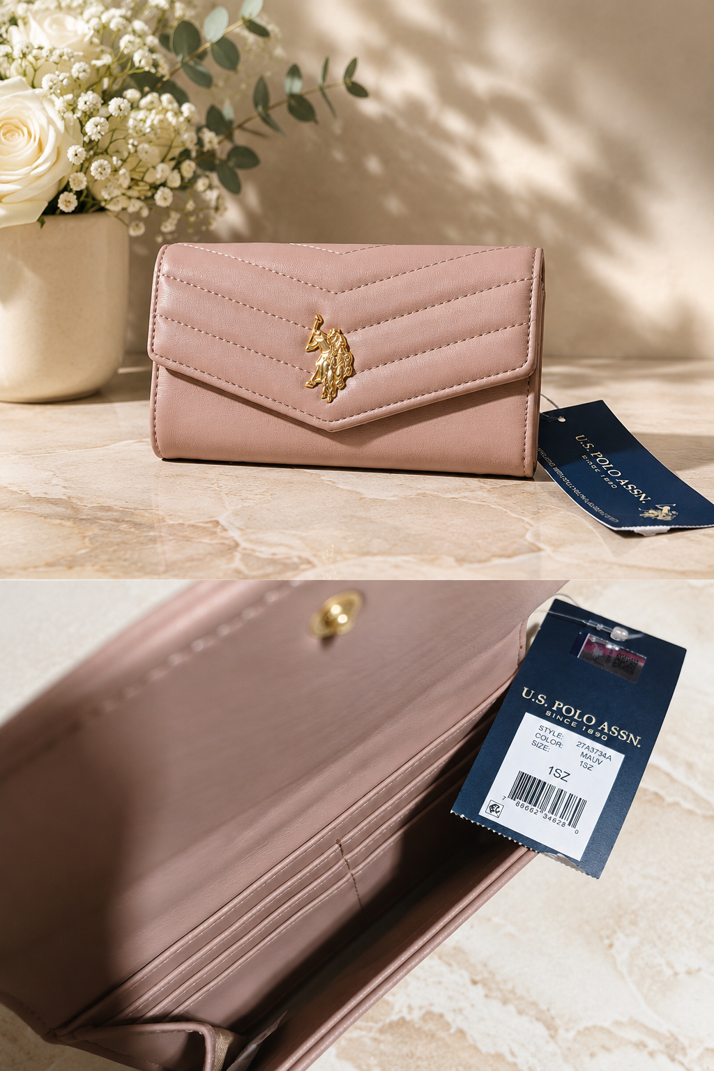 Immediate U.S Polo LARGE QUILTED FLAP WALLET 27A373