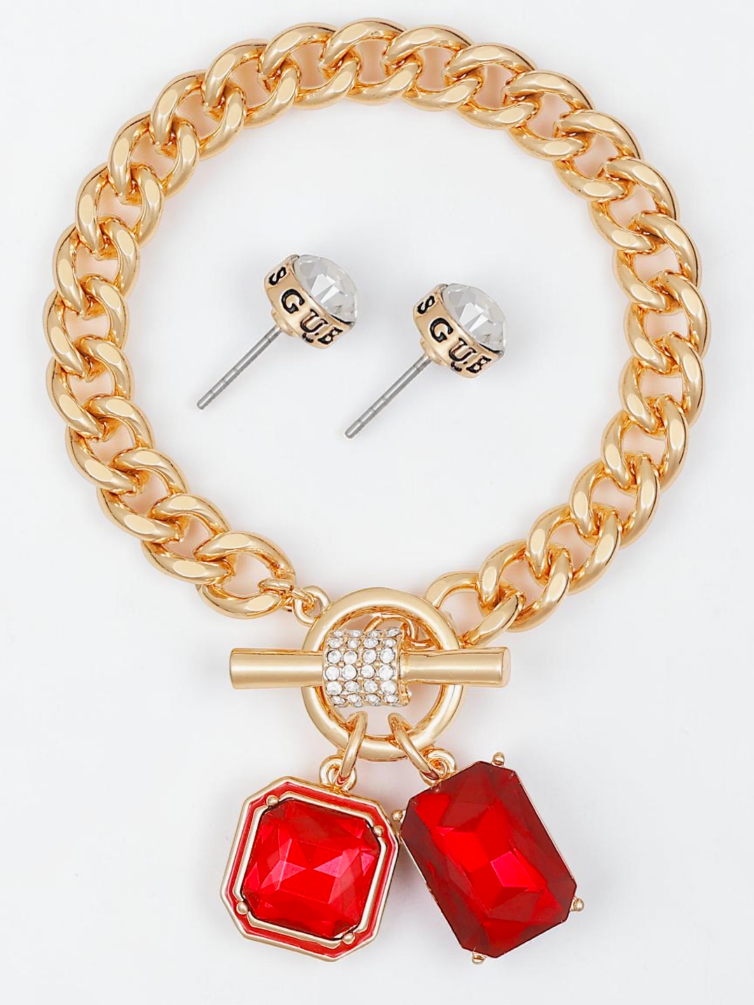 Immediate Guess Toggle Bracelet & Stud Earrings Set