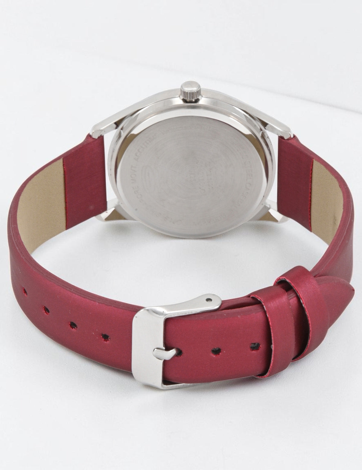 LADIES BURGUNDY STRAP WATCH WITH SILVER ,USC42158UO-0000A