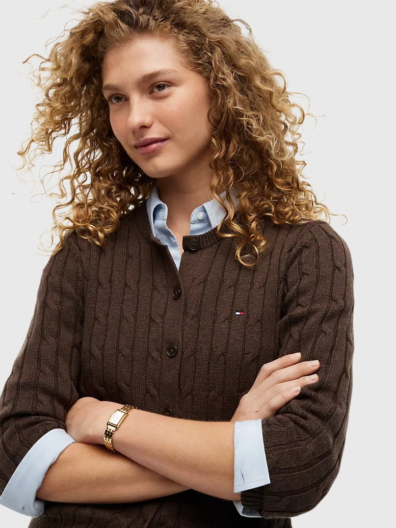 TOMMY HILFIGER Cable Knit Cardigan,XW07848-HIN