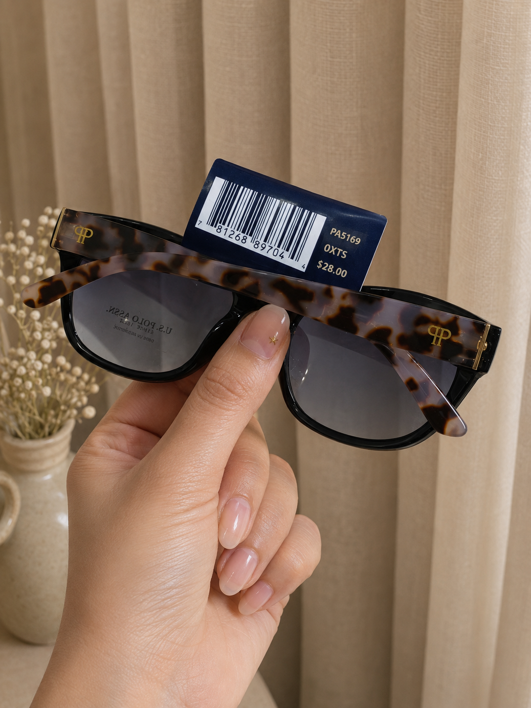 Immediate US Polo LADIES TEMPLE WAYFARER SUNGLASSES Serial PA5169