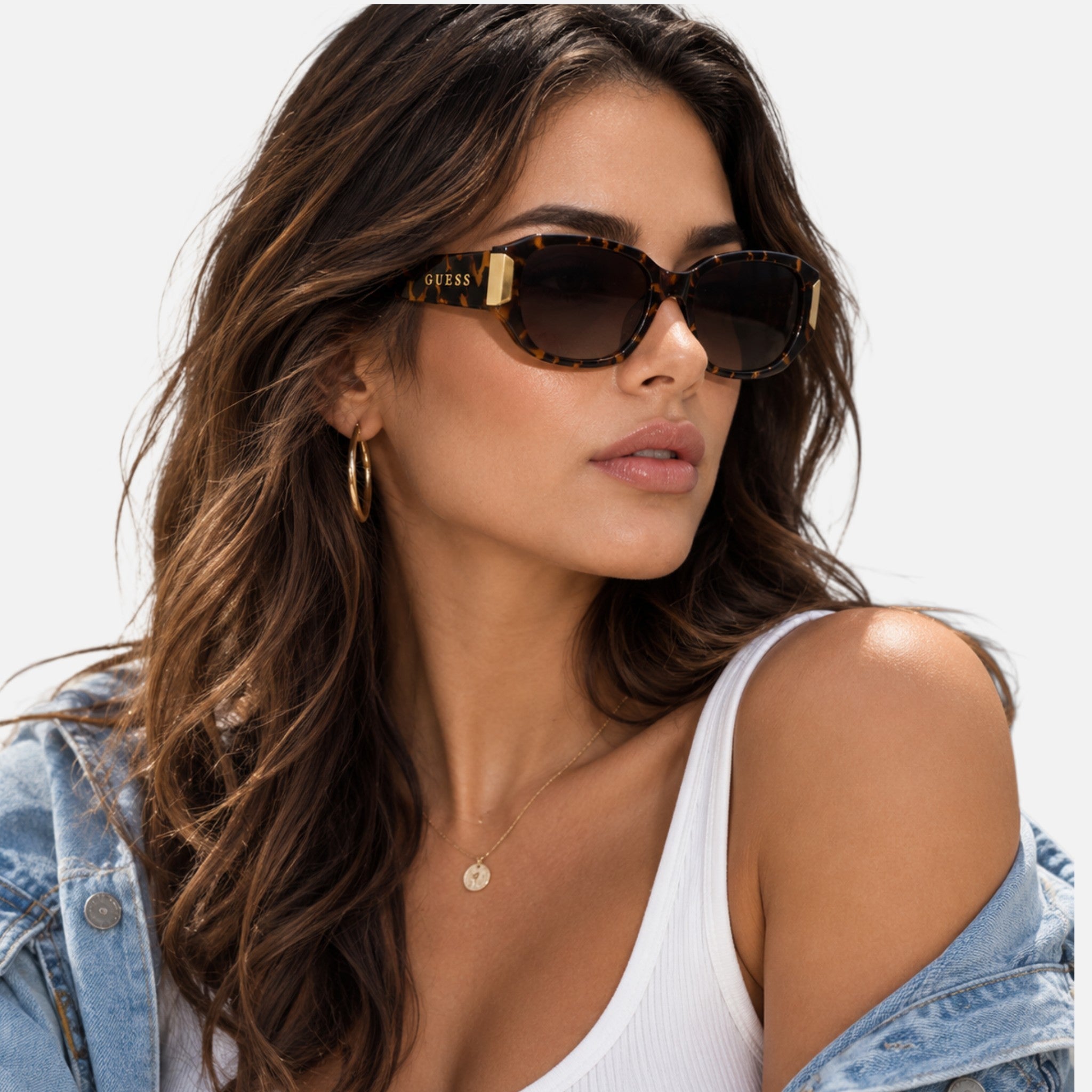 Guess Brown Gradient Geometric Ladies Sunglasses,GF00056