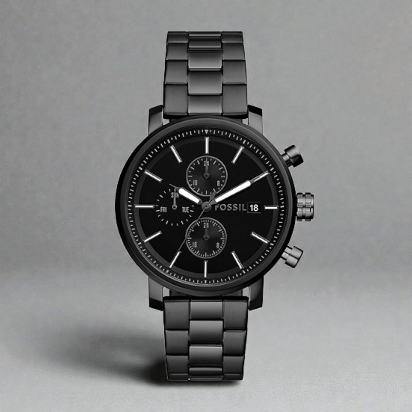 Rhett Multifunction Black Stainless Steel Watch