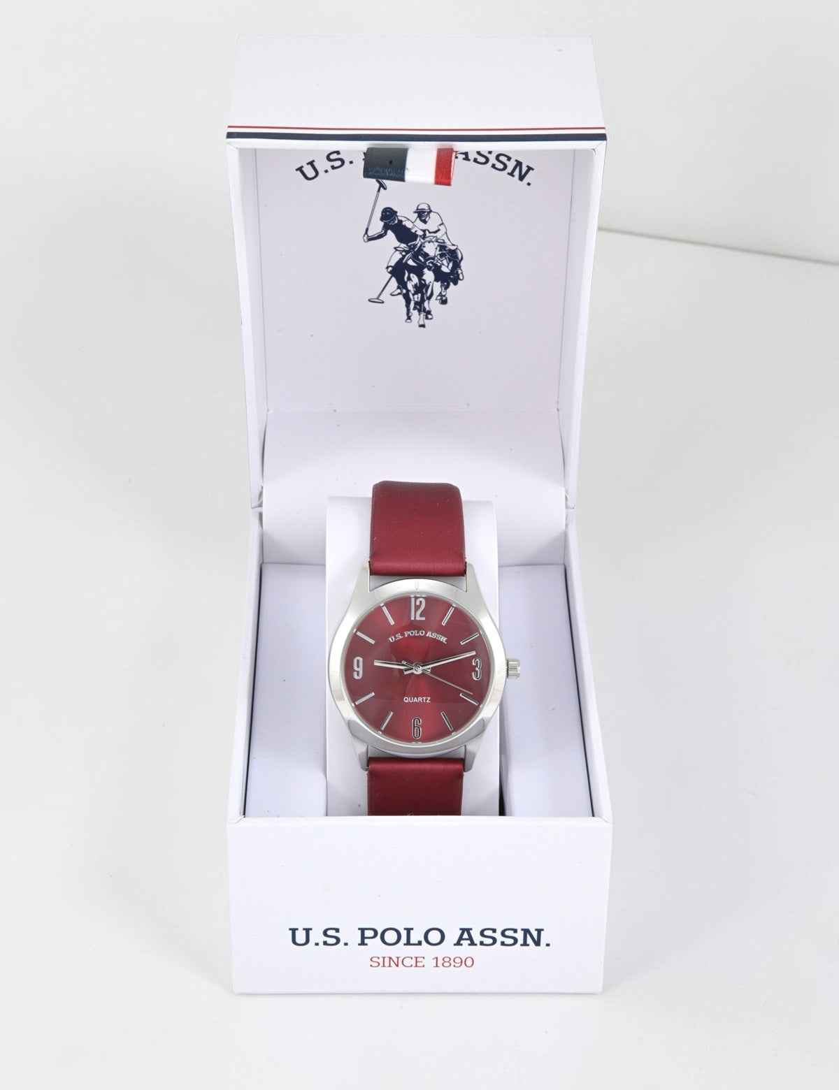 LADIES BURGUNDY STRAP WATCH WITH SILVER ,USC42158UO-0000A