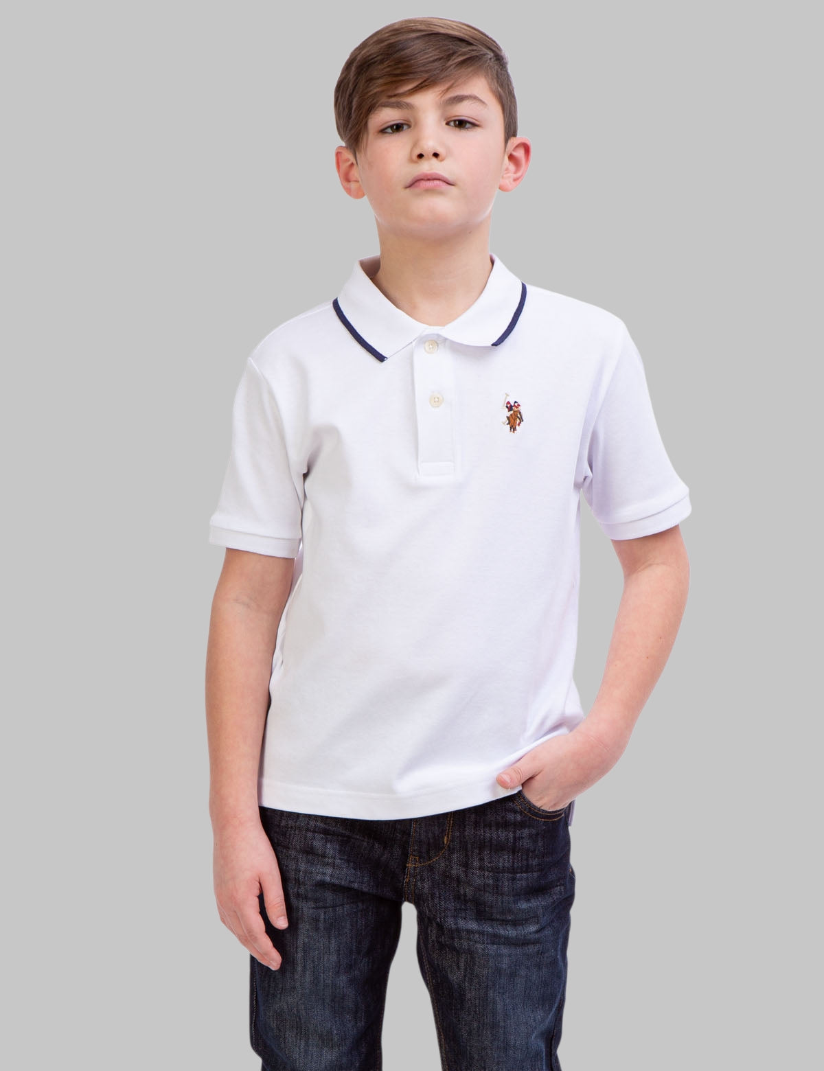 BOYS SOLID INTERLOCK POLO SHIRT