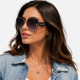 Guess Smoke Gradient Butterfly Ladies Sunglasses,GF6136