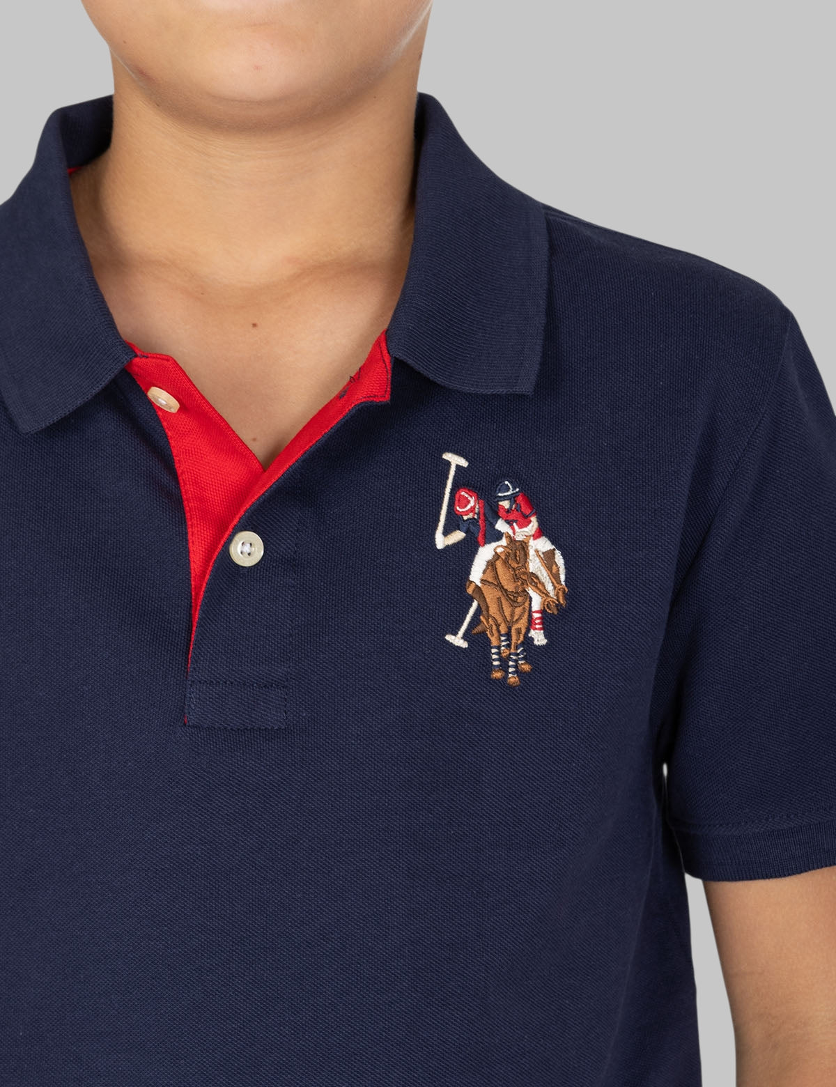 BOYS MULTI COLOR LOGO SOLID PIQUE POLO SHIRT