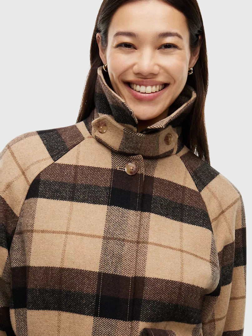 TOMMY HILFIGER New
Plaid Wool-Blend Belted Car Coat,XW09419-AB3