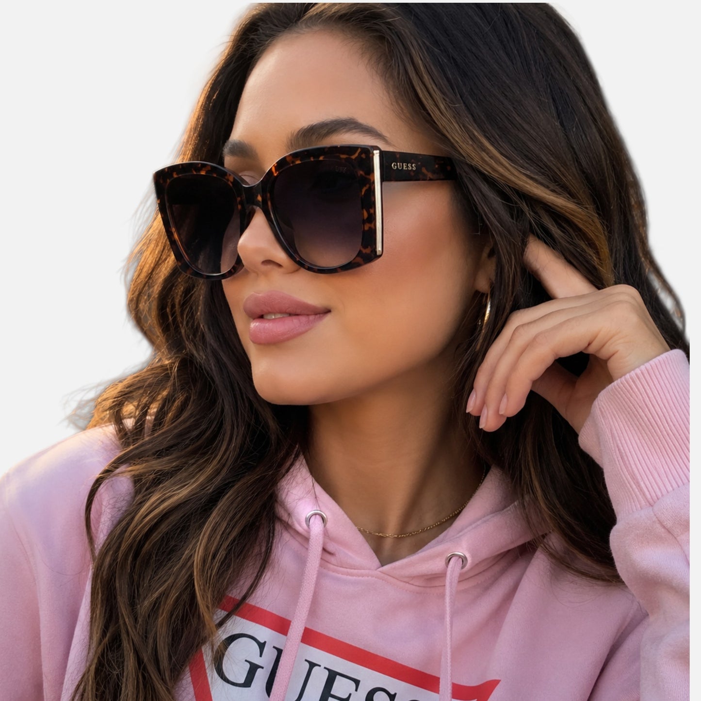 Guess Brown Gradient Butterfly Ladies Sunglasses,GF00040