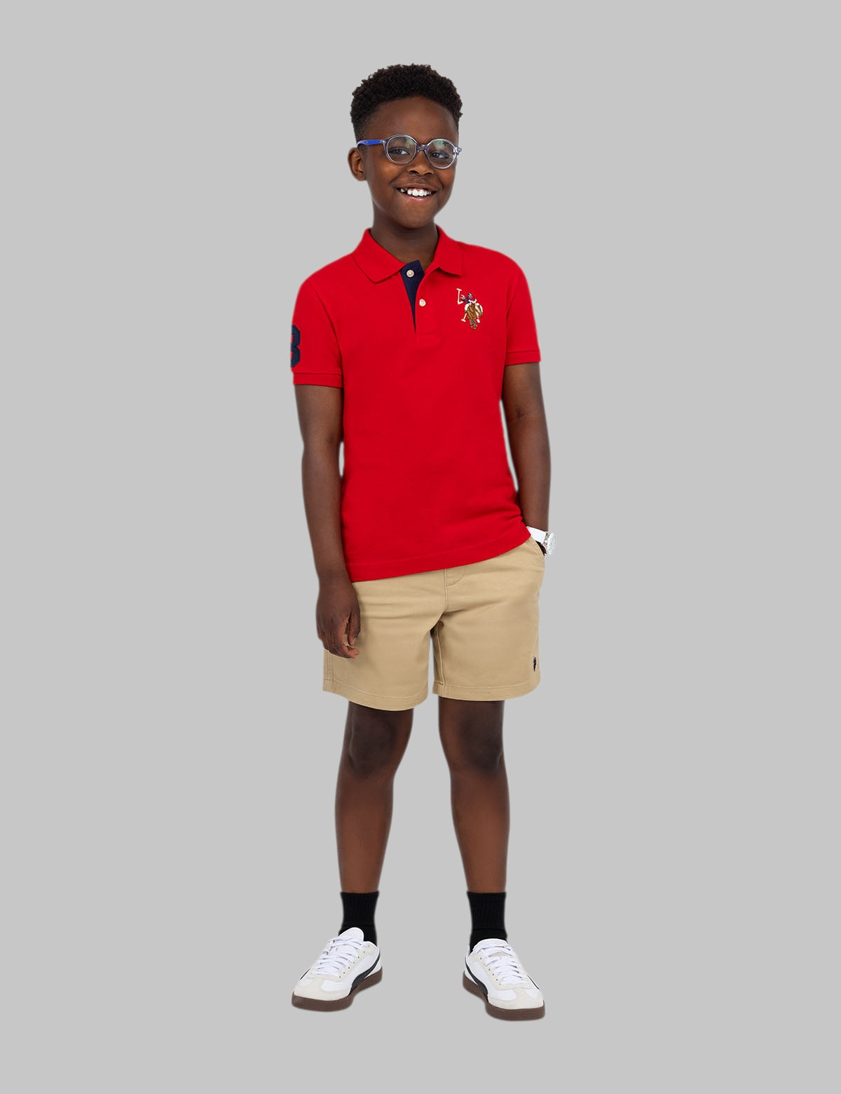 BOYS MULTI COLOR LOGO SOLID PIQUE POLO SHIRT