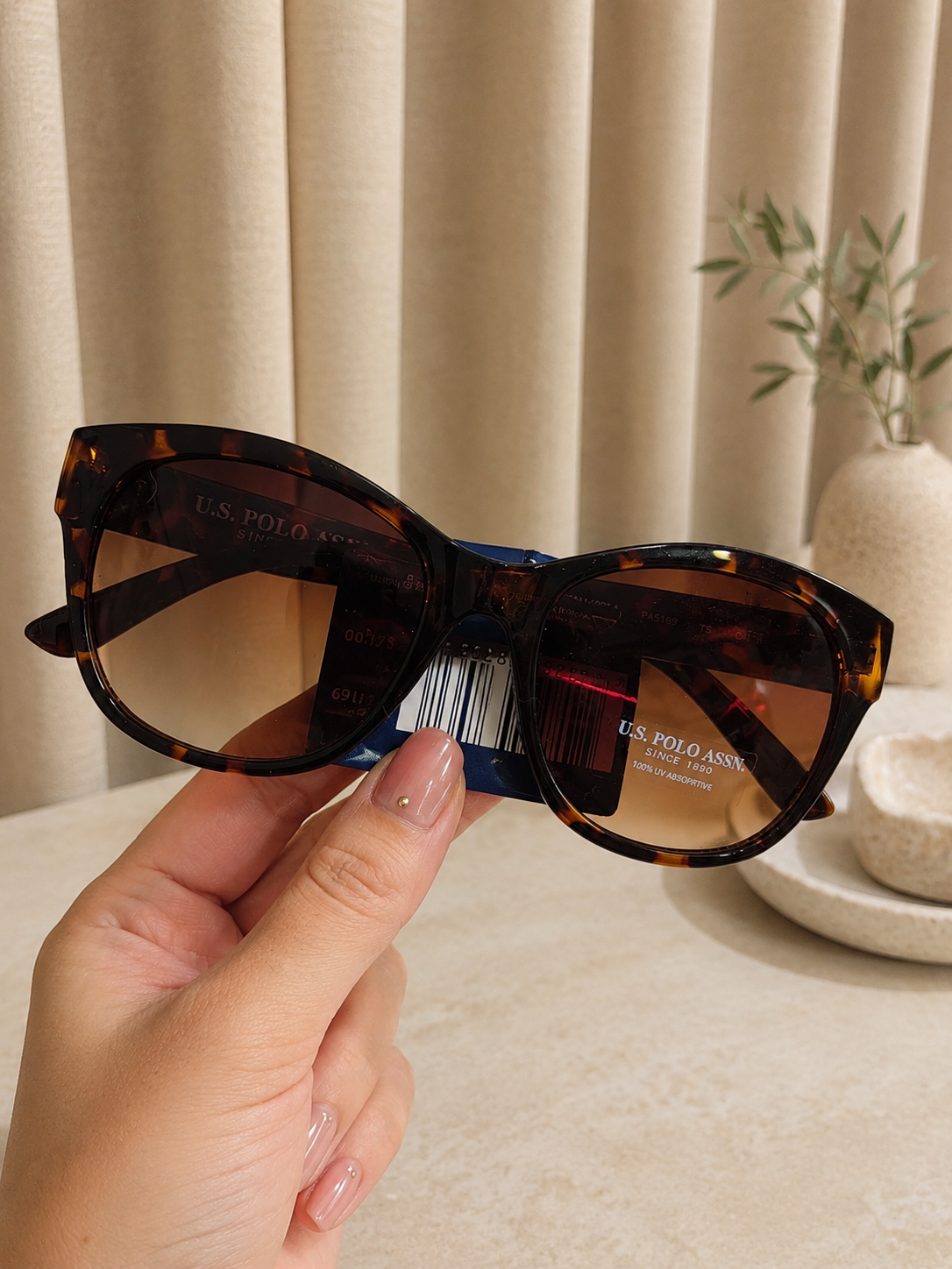 Immediate US Polo LADIES TEMPLE WAYFARER SUNGLASSES Serial PA5169