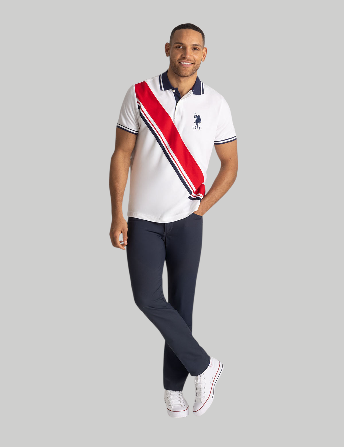 SASH POLO SHIRT WITH SIGNATURE STRIPE TRICOT TAPE