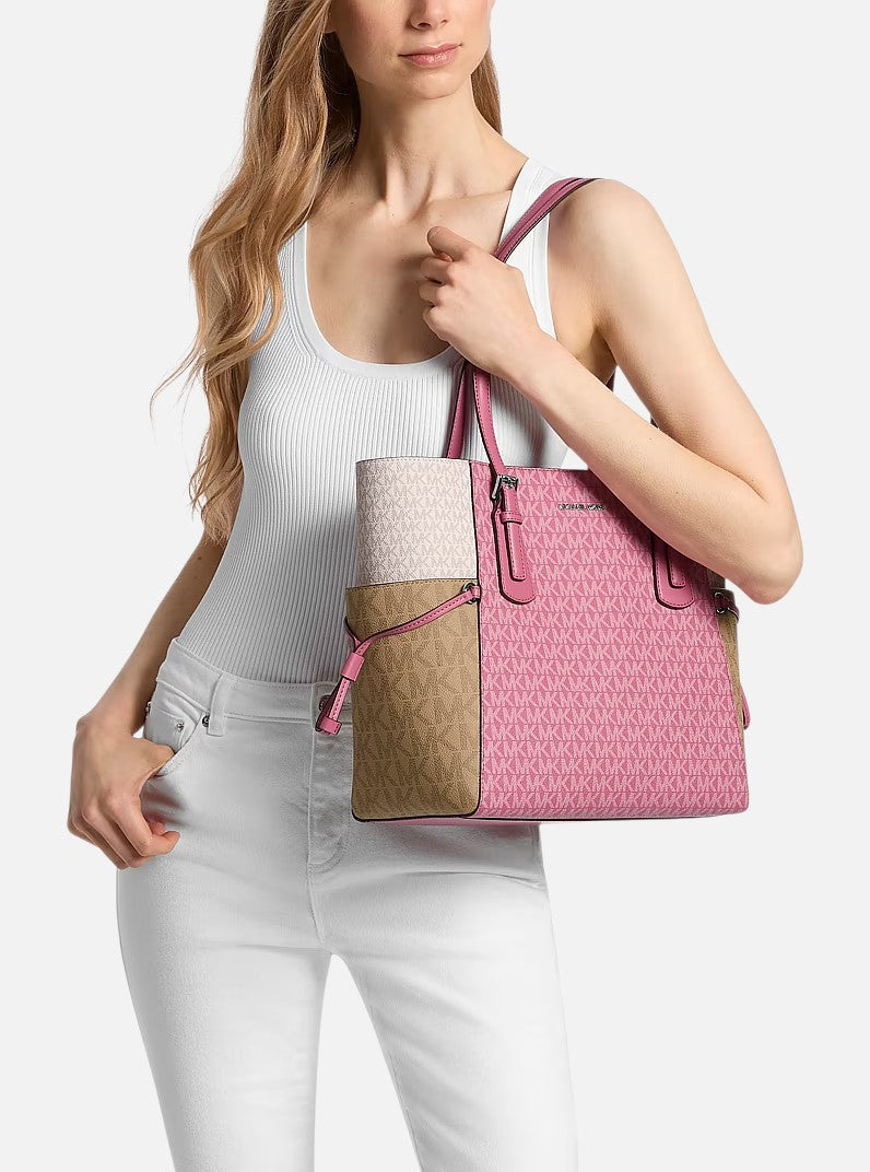 Michael Kors Voyager Large Color-Block Signature Logo Tote Bag,35S5SV6T7B