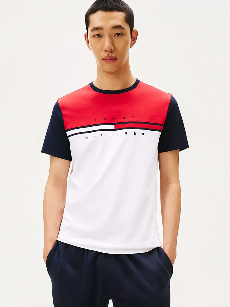 Flag Logo Contrast Sleeve T-Shirt