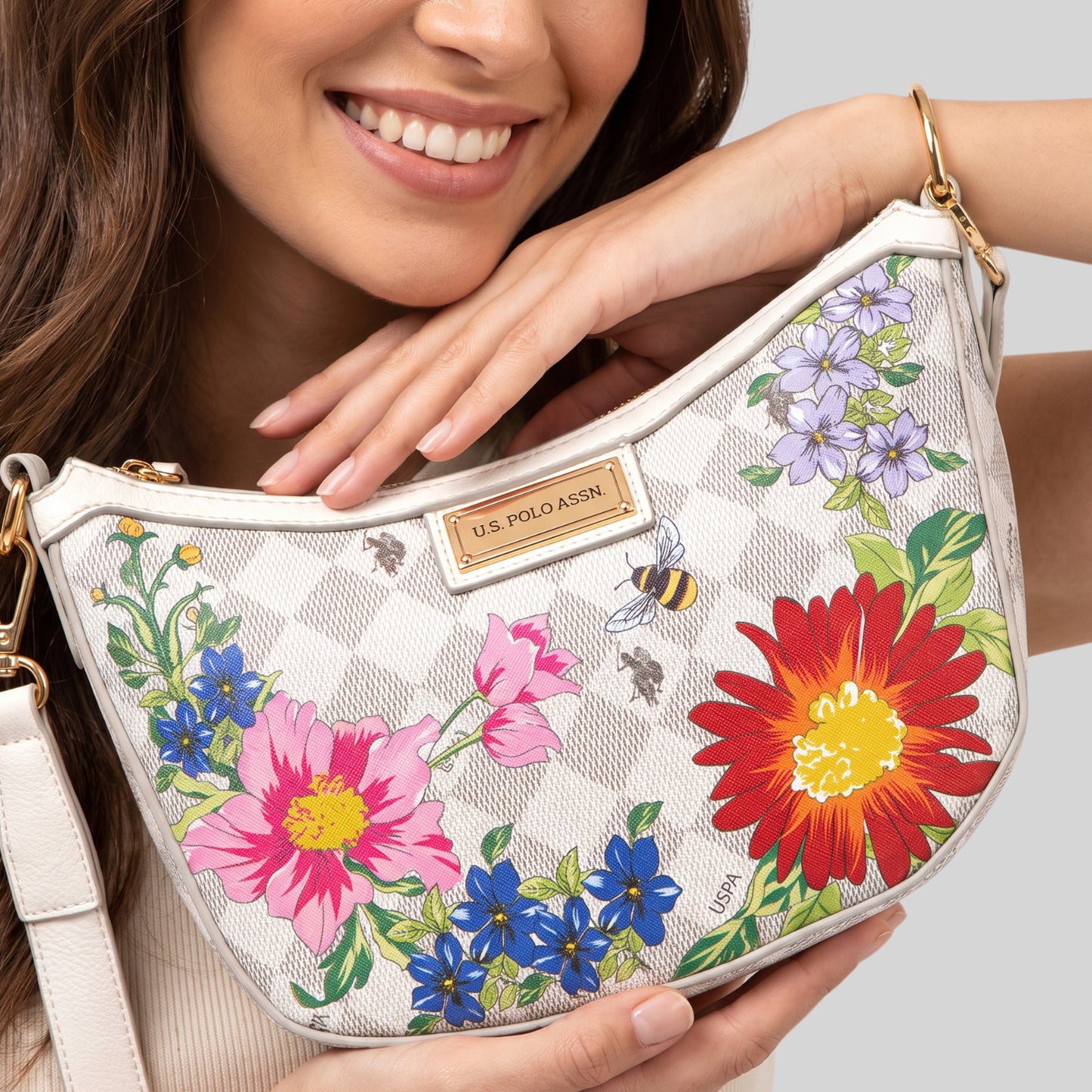 FLORAL DIAMOND CROSSBODY BAG,27A183-AA00A