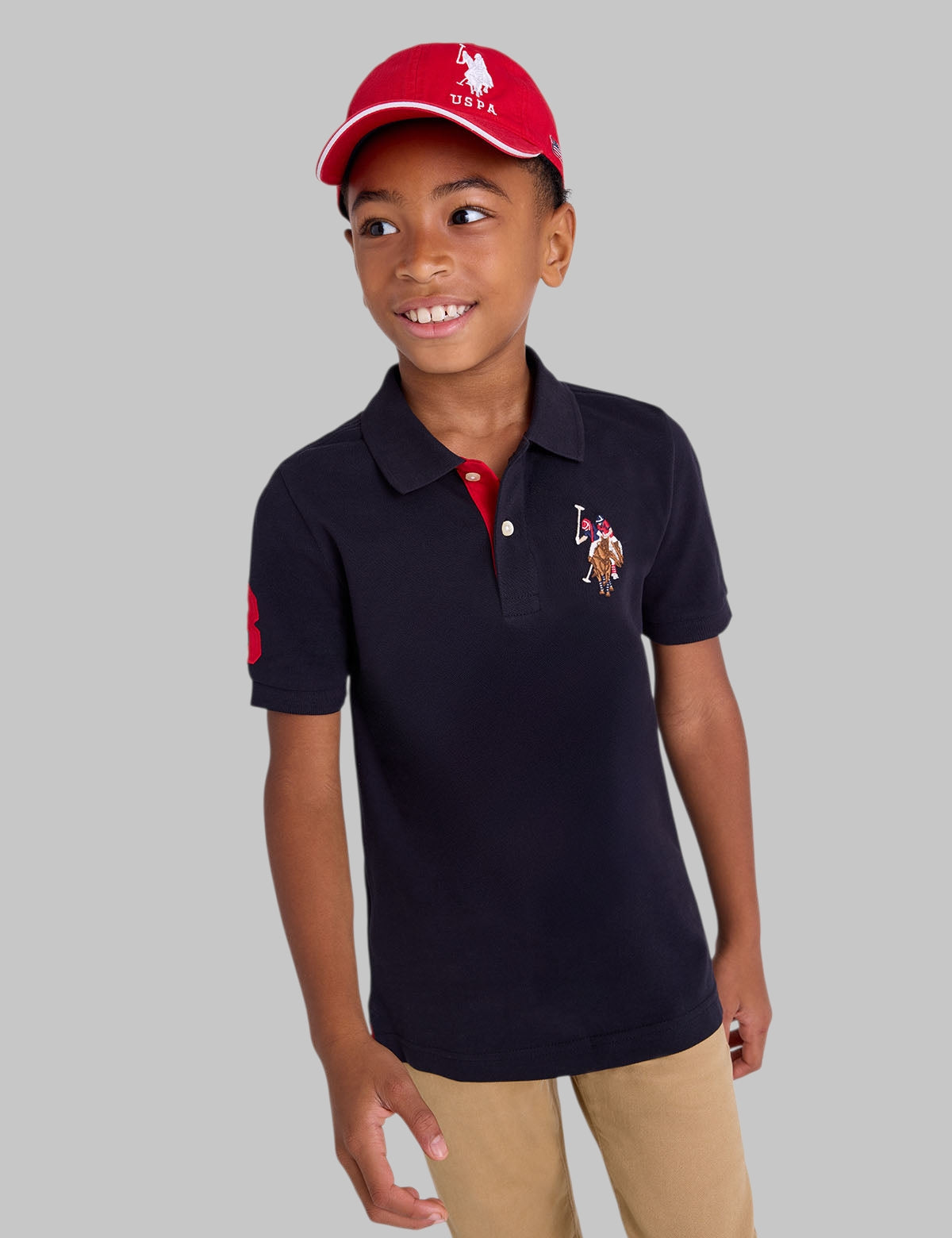 BOYS MULTI COLOR LOGO SOLID PIQUE POLO SHIRT