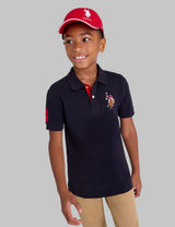 BOYS MULTI COLOR LOGO SOLID PIQUE POLO SHIRT