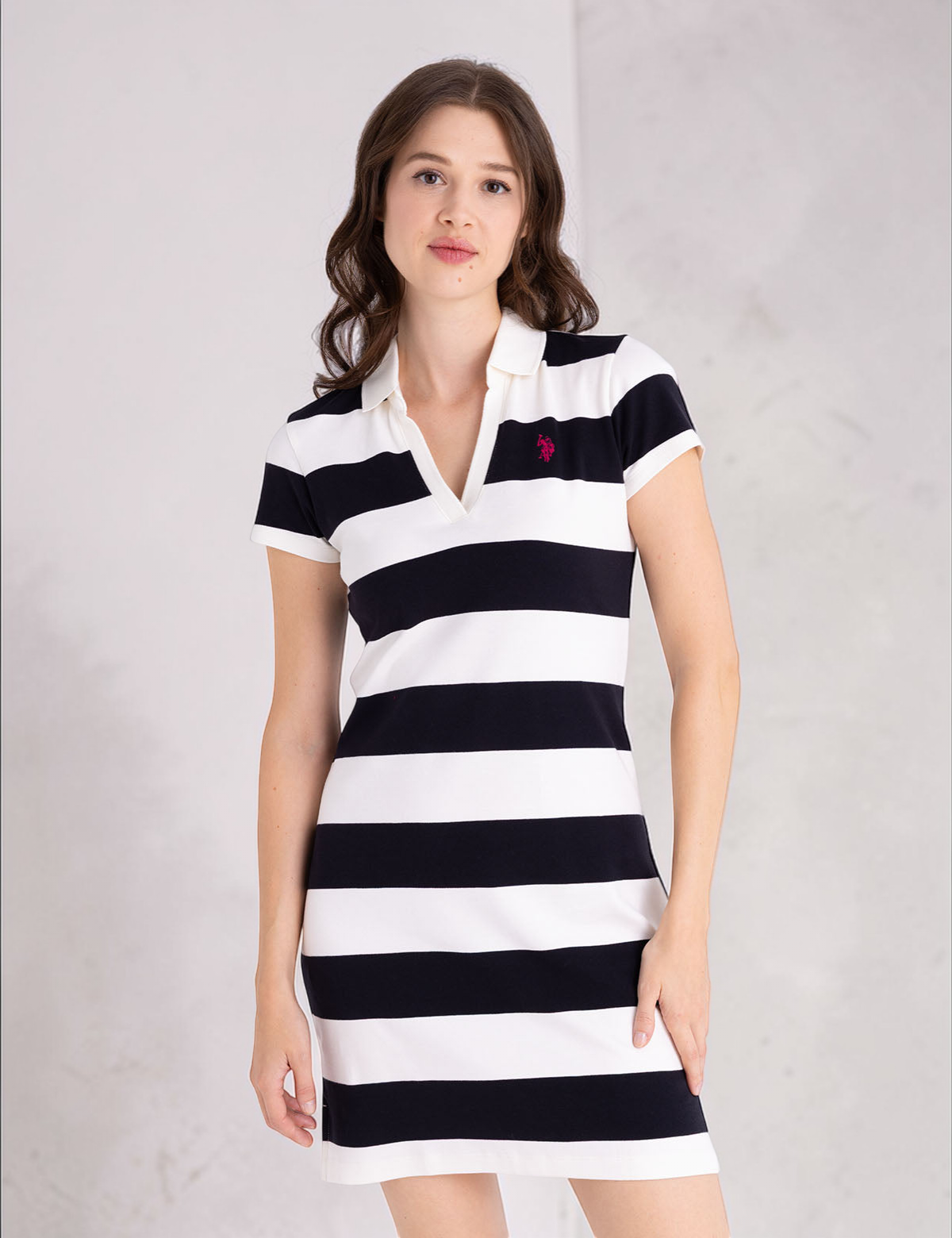 U.S Polo Y-PLACKET RUGBY STRIPE SLIM FIT POLO DRESS Serial 21D0046-5S00A