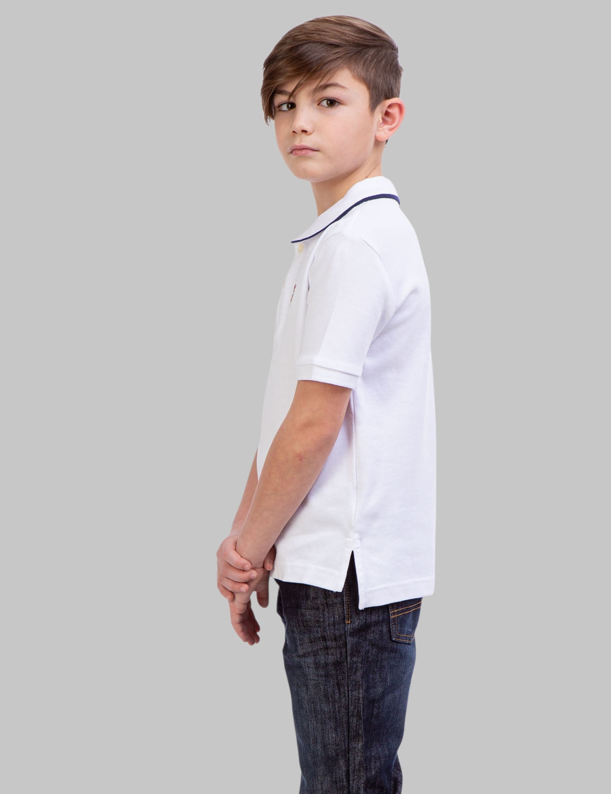 BOYS SOLID INTERLOCK POLO SHIRT