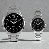 HIS AND HERS SILVER LINK WATCH SET,USC2730UO