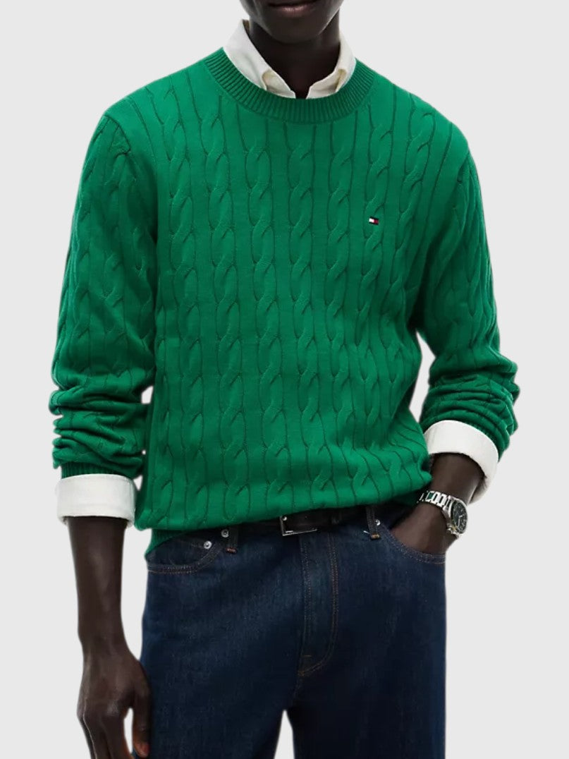 TOMMY HILFIGER Cable Knit Crewneck Sweater,XM08033-YBI