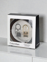 C.K Monogram Logo and Round Buckle Reversible Belt Set 43CK310001