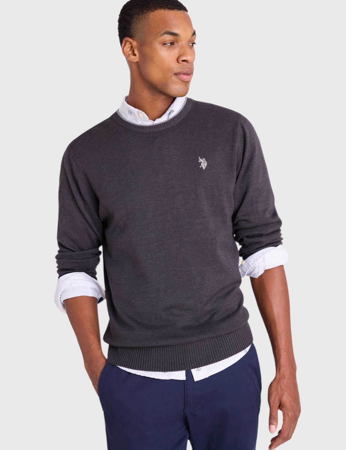 US.POLO.ASSN SOFT COTTON JERSEY CREW NECK SWEATER,USUF6S5243-0000A