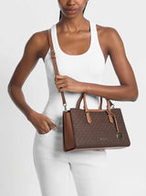 Michael Kors Arden  Signature Logo Top-Zip Satchel,35F6G4XS6S