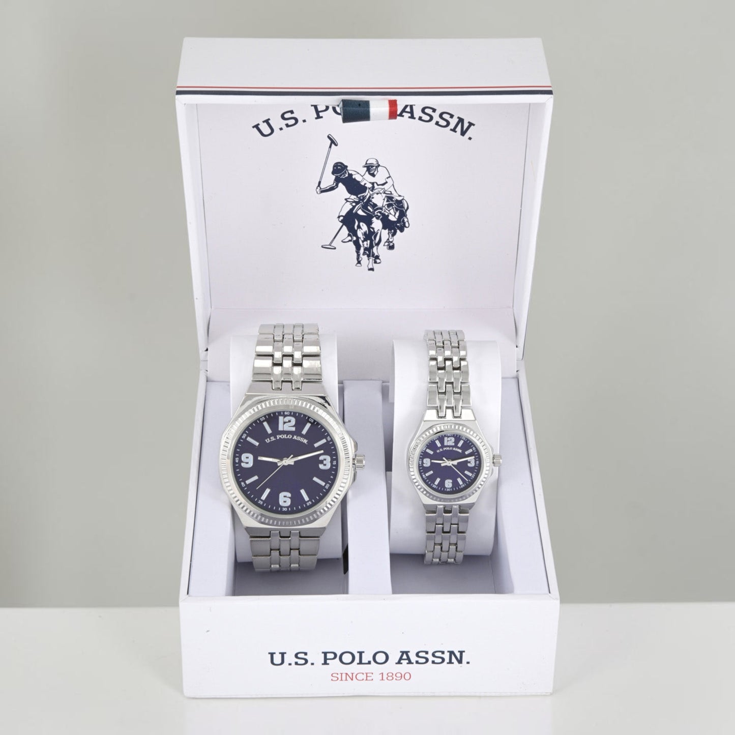 HIS AND HERS SILVER LINK WATCH SET,USC2741UO-0000A